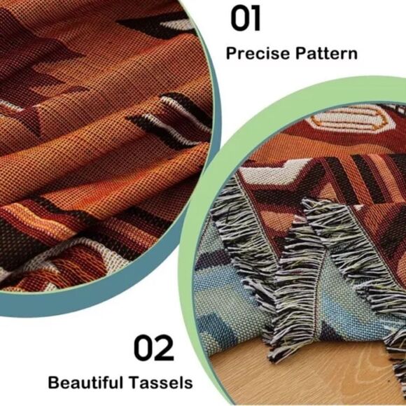 New Boho Throw Blanket Sofa Cover, Bed Cover Bedspread Western Decor - Picture 2 of 12